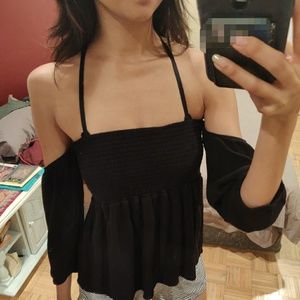 Strapless with cold shoulder arms